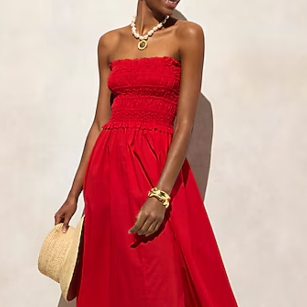 J Crew Smocked maxi dress in cotton voile Small